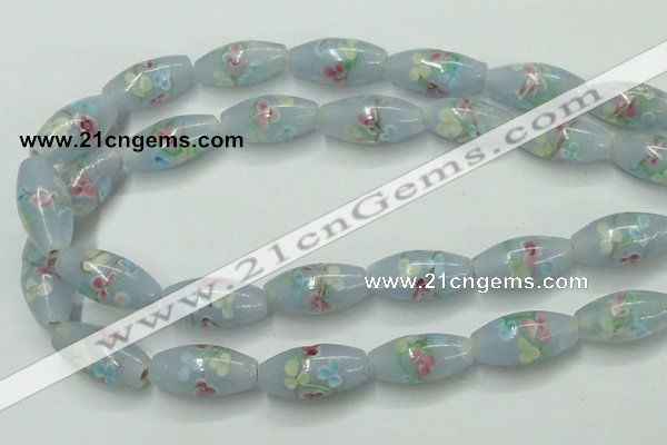 CLG869 15.5 inches 10*20mm rice lampwork glass beads wholesale