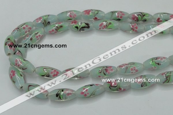 CLG870 15.5 inches 10*20mm rice lampwork glass beads wholesale