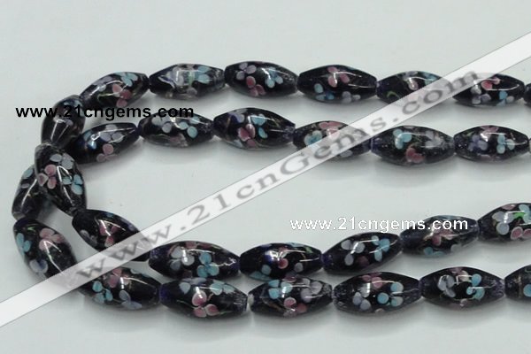 CLG872 15.5 inches 10*20mm rice lampwork glass beads wholesale