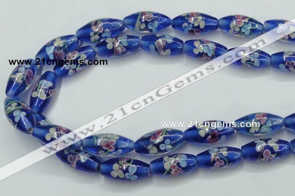 CLG874 15.5 inches 10*20mm rice lampwork glass beads wholesale