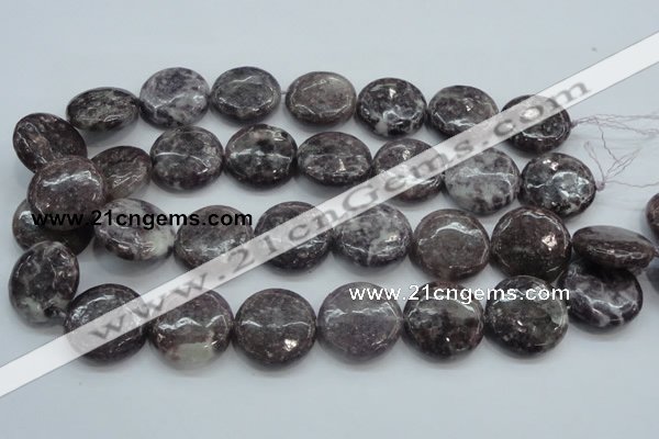 CLI02 15.5 inches 25mm flat round natural lilac jasper beads wholesale