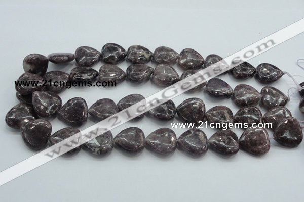 CLI03 15.5 inches 20*20mm heart natural lilac jasper beads wholesale