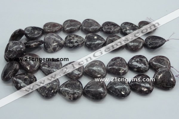 CLI04 15.5 inches 25*25mm heart natural lilac jasper beads wholesale