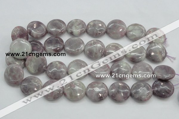 CLI57 15.5 inches 25mm flat round natural lilac jasper beads wholesale