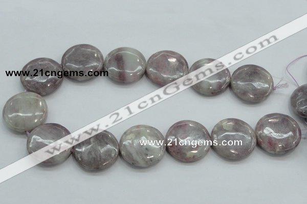 CLI58 15.5 inches 30mm flat round natural lilac jasper beads wholesale