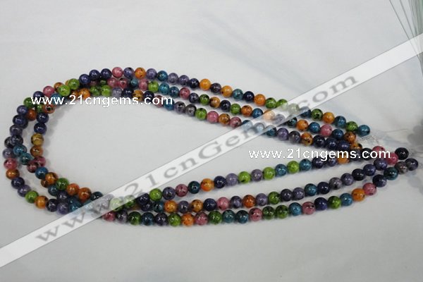 CLJ215 15.5 inches 6mm round mixed color dyed sesame jasper beads