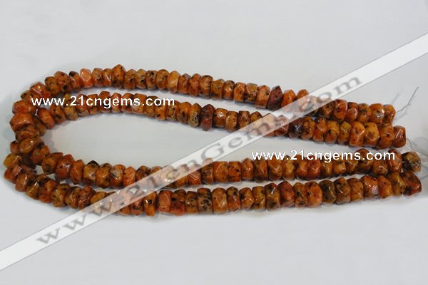 CLJ246 15.5 inches 6*11mm faceted nuggets dyed sesame jasper beads