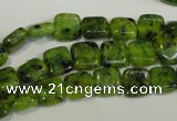 CLJ251 15.5 inches 8*8mm square dyed sesame jasper beads wholesale