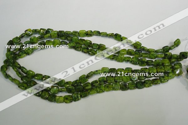 CLJ251 15.5 inches 8*8mm square dyed sesame jasper beads wholesale