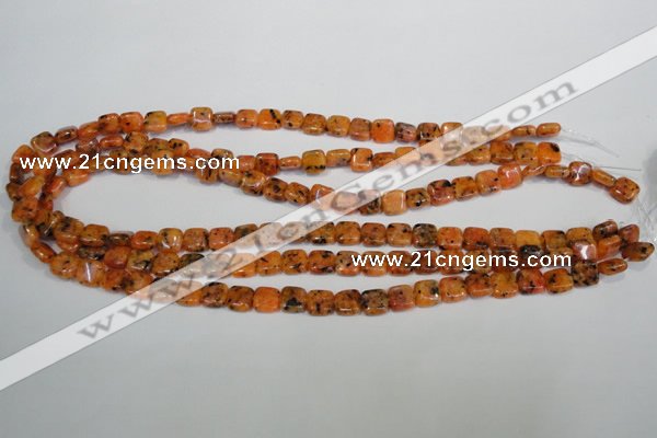 CLJ252 15.5 inches 8*8mm square dyed sesame jasper beads wholesale
