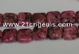 CLJ262 15.5 inches 10*10mm square dyed sesame jasper beads wholesale