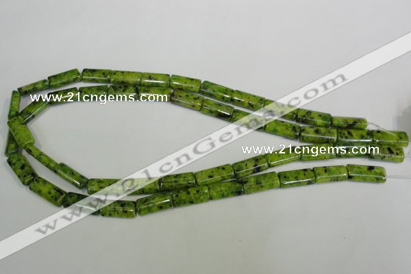 CLJ300 15.5 inches 8*16mm flat tube dyed sesame jasper beads wholesale