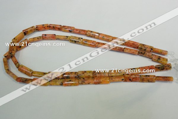 CLJ301 15.5 inches 8*16mm flat tube dyed sesame jasper beads wholesale