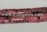 CLJ302 15.5 inches 8*16mm flat tube dyed sesame jasper beads wholesale