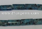 CLJ305 15.5 inches 8*16mm flat tube dyed sesame jasper beads wholesale