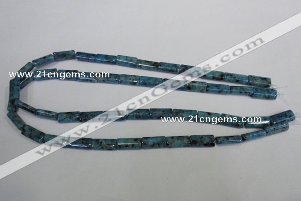 CLJ305 15.5 inches 8*16mm flat tube dyed sesame jasper beads wholesale