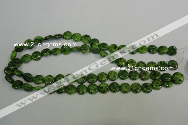 CLJ312 15.5 inches 12mm flat round dyed sesame jasper beads wholesale