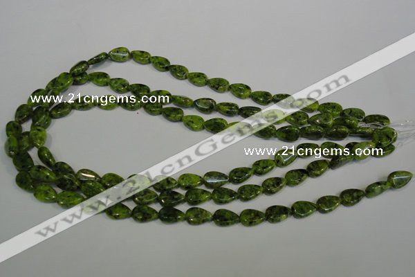 CLJ330 15.5 inches 8*12mm flat teardrop dyed sesame jasper beads