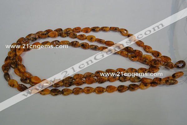 CLJ331 15.5 inches 8*12mm flat teardrop dyed sesame jasper beads