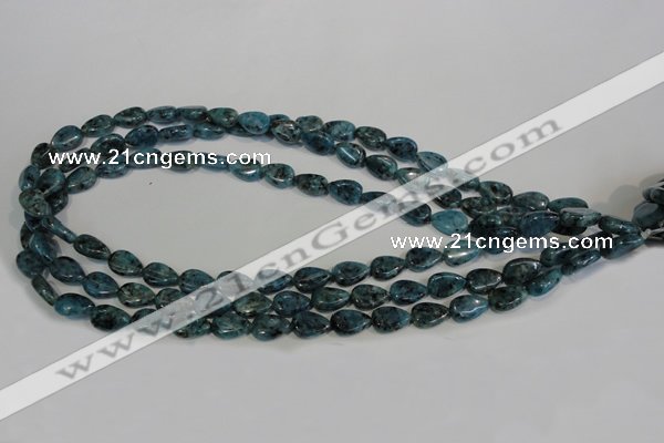 CLJ333 15.5 inches 8*12mm flat teardrop dyed sesame jasper beads