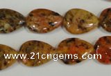 CLJ336 15.5 inches 13*18mm flat teardrop dyed sesame jasper beads