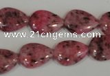 CLJ337 15.5 inches 13*18mm flat teardrop dyed sesame jasper beads