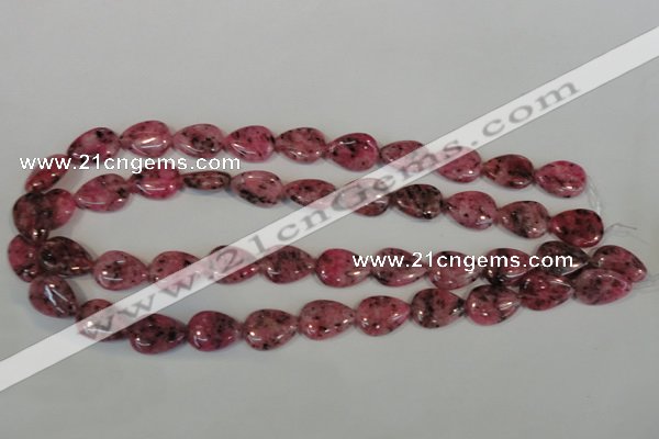 CLJ337 15.5 inches 13*18mm flat teardrop dyed sesame jasper beads