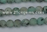 CLJ410 15.5 inches 4mm round matte sesame jasper beads wholesale