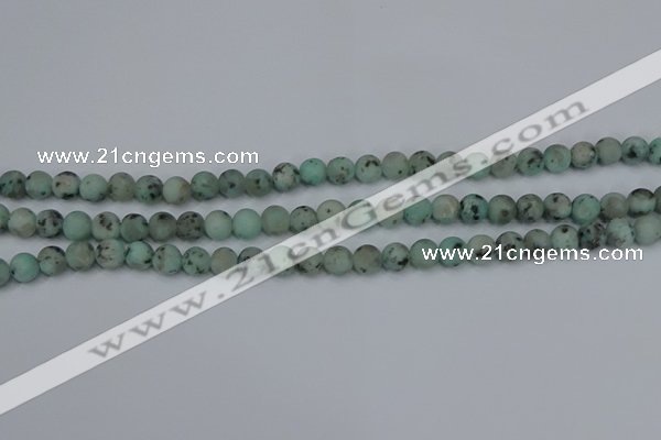 CLJ410 15.5 inches 4mm round matte sesame jasper beads wholesale