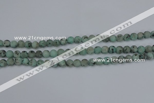 CLJ411 15.5 inches 6mm round matte sesame jasper beads wholesale