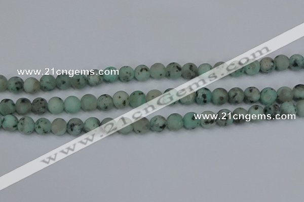 CLJ412 15.5 inches 8mm round matte sesame jasper beads wholesale