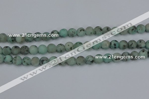 CLJ413 15.5 inches 10mm round matte sesame jasper beads wholesale