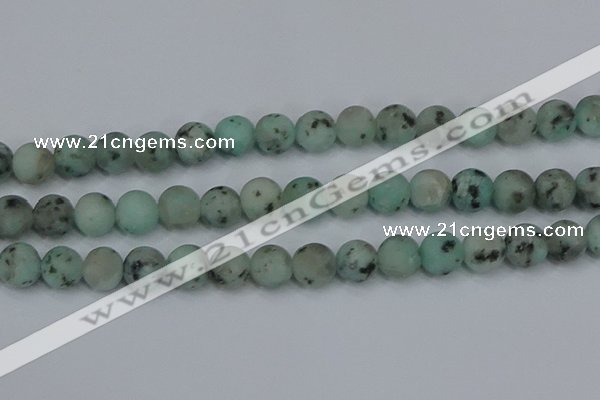 CLJ415 15.5 inches 14mm round matte sesame jasper beads wholesale