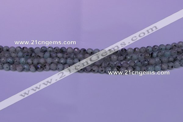 CLJ420 15.5 inches 4mm faceted round sesame jasper beads