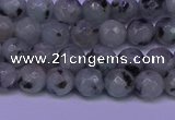 CLJ421 15.5 inches 6mm faceted round sesame jasper beads