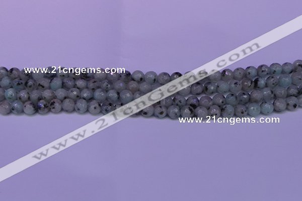 CLJ421 15.5 inches 6mm faceted round sesame jasper beads