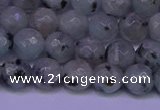 CLJ422 15.5 inches 8mm faceted round sesame jasper beads