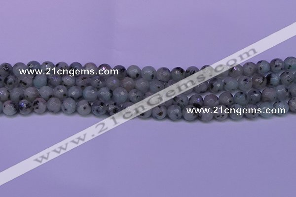 CLJ422 15.5 inches 8mm faceted round sesame jasper beads