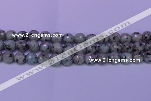 CLJ425 15.5 inches 14mm faceted round sesame jasper beads