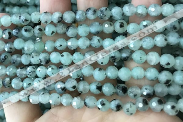 CLJ430 15.5 inches 6mm faceted round sesame jasper beads