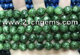 CLJ576 15 inches 10mm faceted round sesame jasper beads