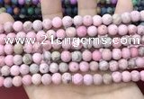 CLJ582 15 inches 8mm round matte sesame jasper beads