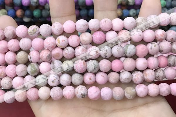 CLJ582 15 inches 8mm round matte sesame jasper beads