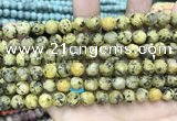 CLJ592 15 inches 8mm round matte sesame jasper beads