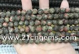 CLJ596 15 inches 8mm round matte sesame jasper beads