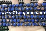 CLJ597 15 inches 8mm round matte sesame jasper beads