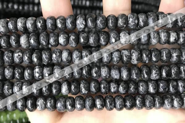 CLJ622 15 inches 5*8mm faceted round sesame jasper beads