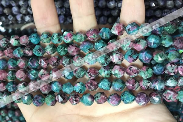 CLJ628 15 inches 8mm faceted nuggets sesame jasper beads