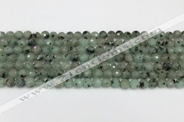 CLJ640 15.5 inches 6mm faceted round sesame jasper beads wholesale