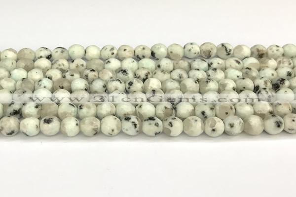 CLJ650 15 inches 6mm faceted round sesame jasper beads